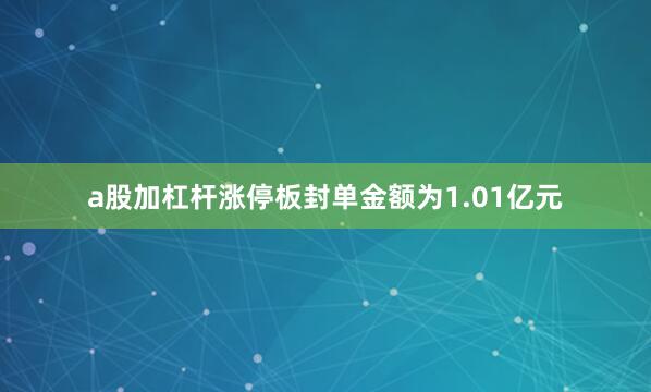 a股加杠杆涨停板封单金额为1.01亿元